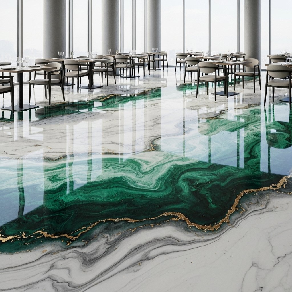 3D Epoxy Marble Effect Floor Paint | Luxury Decorative Epoxy Flooring (OEM & Export Services)